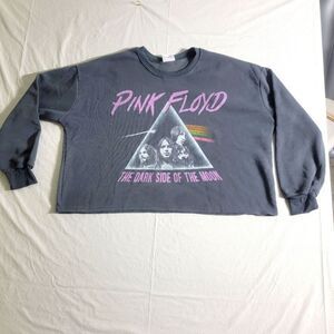 Grayson Threads Pink Floyd Women's L Gray Graphic Cropped Sweatshirt NWT